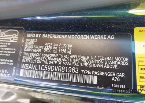 2013 BMW X1 xDrive28I from USA, damaged, VIN WBAVL1C59DVR81963